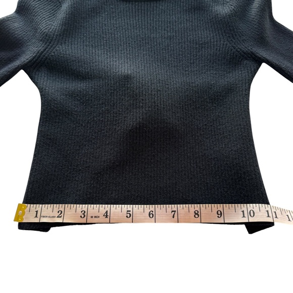 CAMILA COELHO Ribbed Knit Cropped M Black Cutout Open Back Mock Neck Long Sleeve - Picture 13 of 15